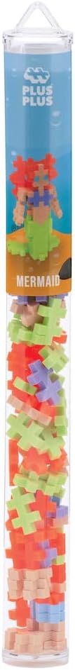 Plus Plus 3D Figure Building Block Set, Mermaid Girl Mini Maker Tube, Fun STEM Toys for Kids, 70 Interlocking Pieces