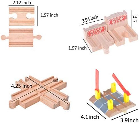 Haiabei 11 Pack Sets, Wooden Train Tracks Male-Female Bump Track, Crossing Bridge, Compatible with All Major Brands