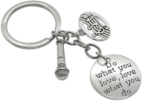 20PCS Microphone Keychain Musical Instrument Keychain, Inspirational Gift for Music Teacher Student Musicians
