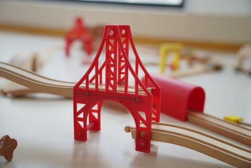 OrgMemory 3 Wooden Train Bridges, Suspension Bridge, Wooden Train Track Accessories, Wood Train Track, Train Tracks