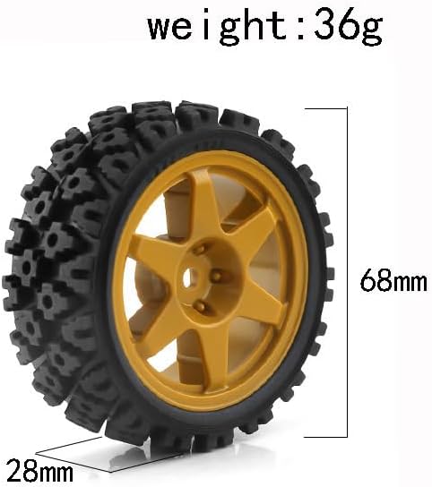 RC Buggy Rubber Mud Rally Tires, Black Spoke Tyres Compatible with Tamiya 1/10 TT01/TT02/XV-01/HPI RS4