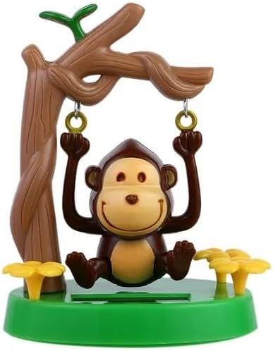 1Pc Green Solar Dancing Animal Ornament - Cute Solar Monkey Swinging Bobble Dancer for Car Dashboard Decoration