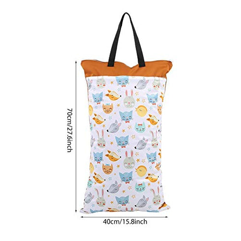 Waterproof,Reusable(EF160) Large Hanging Wet/Dry Pail Bag for Cloth Diaper,Inserts,Nappy, Laundry with Two Zippered