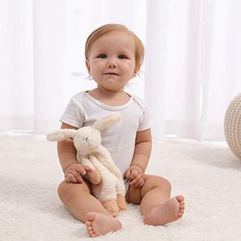 Apricot Lamb Stuffed Animals Security Blanket, White Bunny Rabbit Character, Luxury Snuggler Plush, 10 Inches