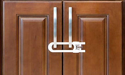 Sliding Cabinet Locks for Child Safety | Baby Proof Your Kitchen, Bathroom, and Storage Doors | Childproof Safety Locks for Knobs and Handles | Easy Install (12 Pack, White)
