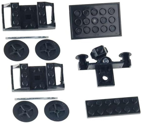 Set 92339, 92088, 4025) (2PCS MOC City Creative Building Train Base Wheels, Low-Loader Truck & Railway Tracks DIY Kit