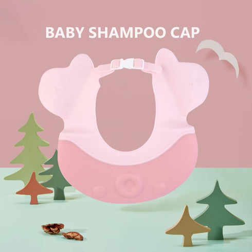 Toyvian Baby Shampoo Cap Adjustable Silicone Bath Hat with Cartoon Design Protecting Eyes and Face during Hair Wash