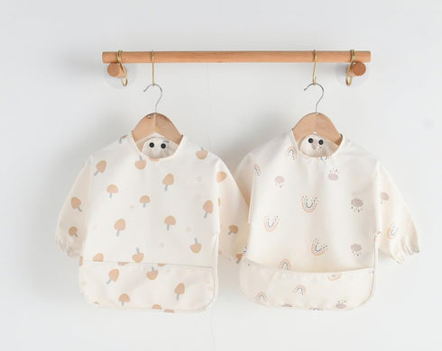 Long Sleeve Waterproof Baby Bibs with Food Catcher - Easy Clean & Washable for Infants and Toddlers