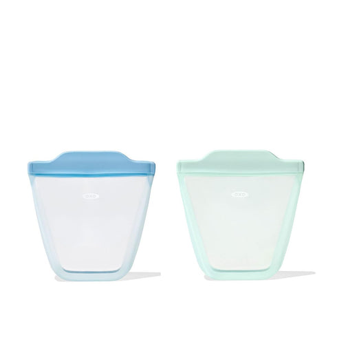 OXO Tot Silicone Reusable Bags: 2 Piece Cup Set in Opal and Dusk
