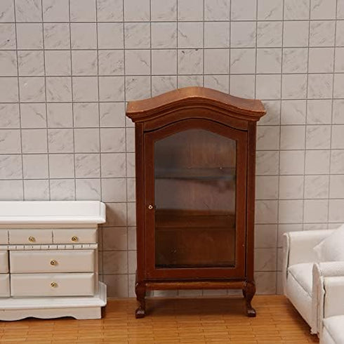 1:12 Dollhouse Furniture Display Shelf Scale Miniature Bookshelf Cabinet Decoration Classic Wooden Storage for Mini