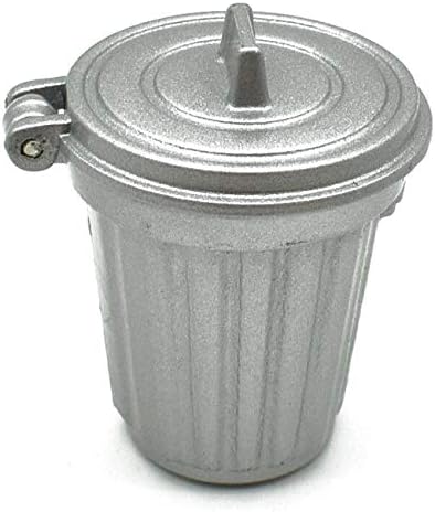 Adult Scene DIY 1:12 Dollhouse Miniature Furniture, Silver Trash Can Garbage Bin (30mm width, 26mm height, 35mm)