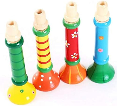 3Pcs Wood Musical Instrument Toys Small Buglet Wooden Vertical Whistle, Small Speakers Trumpet Toy for Children
