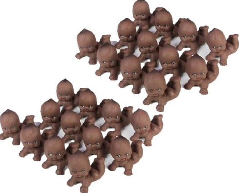 Pack of 24 Kewpie Babies - Brown Babies for Baby Shower Favors, Cake Decorations, 2-1/2" L x 2-1/4" H