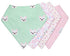 REVERSIBLE & WATERPROOF Cotton Baby Bandana Drool Bibs for Girls - Pack of 4 Soft Absorbent Teething Bib Set