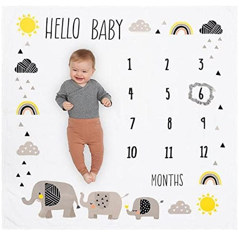 Pondering Pine Organic Baby Monthly Milestone Blanket for Boy or Girl with