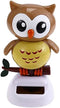 Solar Owl Bobble Shaking Head Dancing Toy, Cat Figurine Statue for Car Vehicle Decoration - Light Coffee