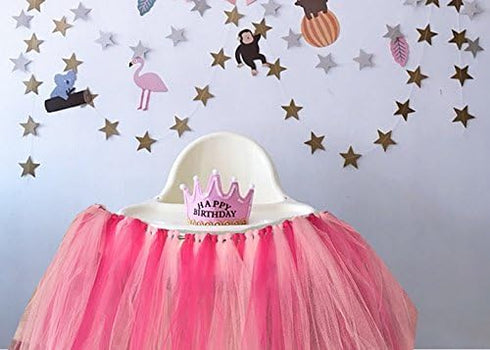 Alemon 1st Birthday Girl Baby Tutu for High Chair Decoration and "ONE" Pennant Happy Birthday for Highchair