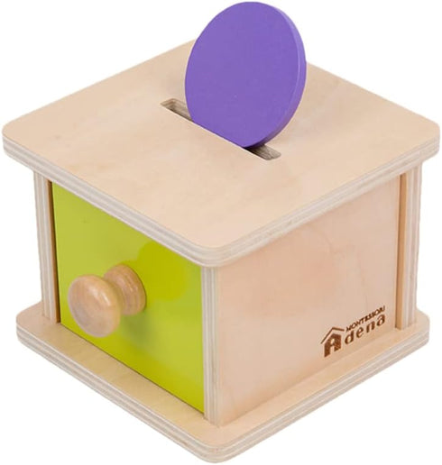 Adena Montessori Coin Box, Yellow-Green Door Baby Toys for 6-12 Months 1-2 Years Old Toddlers