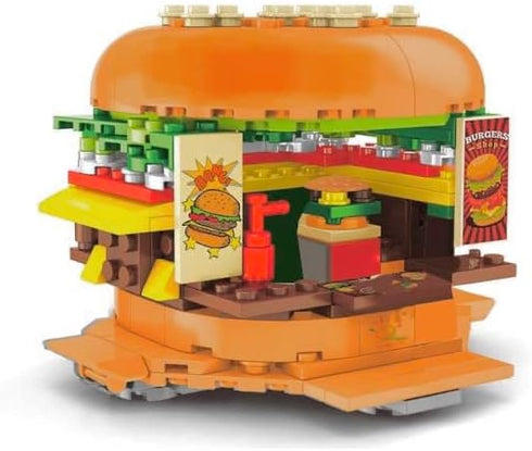 General Jim's Burger Joint Restaurant, 209 Piece Modular Building Blocks Brick Model, Amusement Park Burger Stand Toy