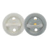 0+ Two-Pack HEVEA Natural Rubber BumiBb Pacifiers - Newborn Months - Round Teat Shape - - Dove Grey & Sage