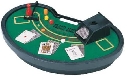 Mini Blackjack Table with Cards, Chips, Sweeper, and Dealer Shoe