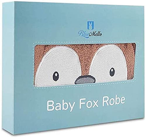 BlueMello Ultra-Soft Baby Fox Bathrobe, Hooded Robe for Toddlers 0-6 Months, Ideal Infant Boy & Girl Gift