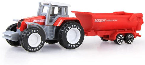 HOMSEEK Set Toy,(Set 4) Kid's Farm Tractor Toys with Trailers,Alloy and ABS Cake Decorating Car Truck Funny Tractor