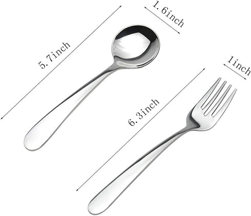 Stainless Steel Child Toddler Flatware Set, 6 Pieces Kids Fork and Spoon, Mirror Polished for Lunch Supplies