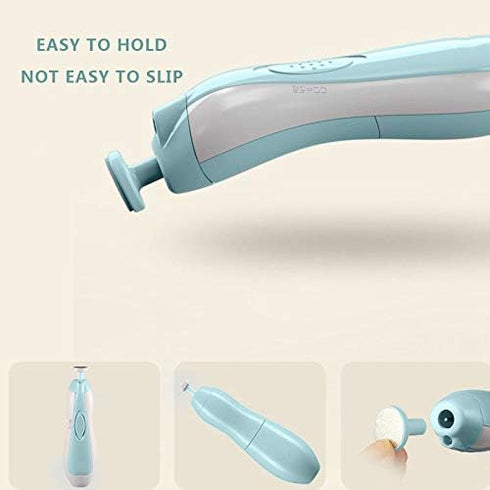 Rabbfay Trimmer, 6 Electric Baby Nail File Safe Infant Nail Filer with Light, Battery of Newborn Nails Care Clippers
