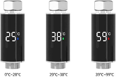 Minhe 0C99C 92 mm Digital Shower Water Thermometer with LED Display, Range, Colour-Coded Safety Indicator