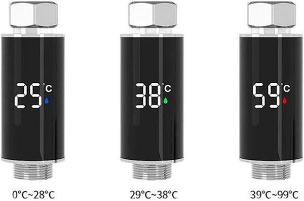 Minhe 0C99C 92 mm Digital Shower Water Thermometer with LED Display, Range, Colour-Coded Safety Indicator