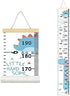Kids Growth Chart, Wood Frame Fabric Canvas Height Measurement Ruler for Child's Room Decoration - Blue Dinosaur