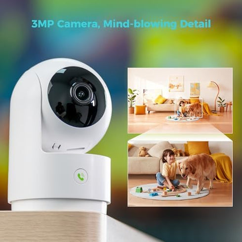 SOVMIKU 64GB 2K 5GHz 360 Setup, Alarm,180 Indoor Camera, Wi-Fi, Plug-in, AI Tracking, Home Security, Pet/Baby Monitor