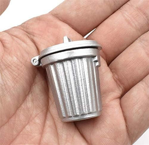 Adult scene DIY 1:12 Dollhouse Miniature Furniture Home Garden Trash Can Garbage Bin Silver 30mm width: 26mm height: 35