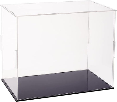 FINGERINSPIRE Clear Plastic Minifigure Display Cases 10.2x6.3x8inch with Black Base for Models, Dolls, and Collections