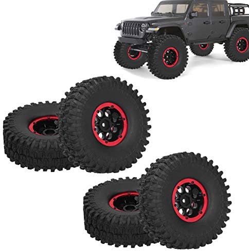 4Pcs RC Racing Tires 120mm, 1/10 Scale Rubber Inflatable Remote Control Model Climbing Car Tire (Red)