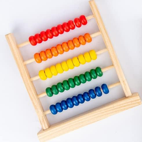 Wooden Abacus for Kids Math - 50 Beads Counting Toy, Multi-Color Counters for Preschool Learning & Development
