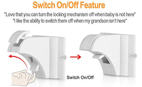 vmaisi Child Safety Magnetic Cabinet Locks - 4 Pack Adhesive Baby Proofing Latches for Cabinets & Drawers