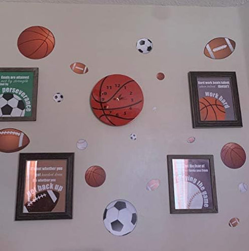 Sports Wall Decor for Boys Room - Mural Stickers, Children's Wall Decals for Soccer, Baseball, Basketball Art