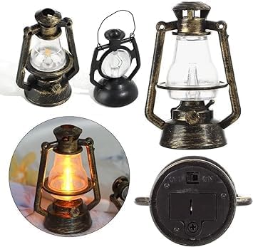 Miniature Lamps for Dollhouse - Retro Oil Lantern, Scene Ornaments, Hurricane Kerosene Lamp Decoration