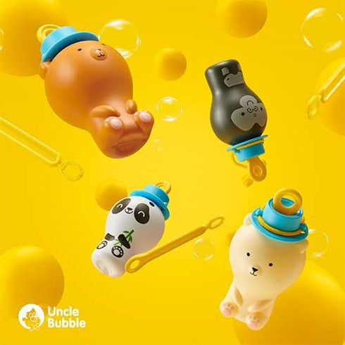 No Spill Bubbles Uncle Bubble Anti-Spill Pals - Set with Panda Bear, Super Solution & 2 Bubble Wands