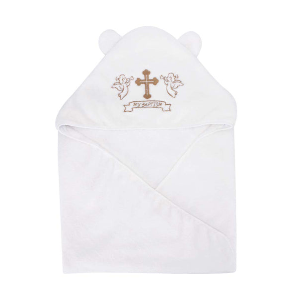 ESTAMICO Unisex Baby Plush Hooded Bath Towels with Embroidery Cross and Cute Ears for Infants, Toddlers & Kids