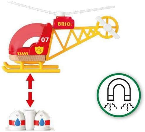 BRIO World - 33797 Firefighter Helicopter Toy for Kids Ages 3 and Up - 3 Piece