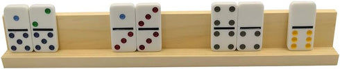 Set 4,Wood Yuanhe Wooden Domino Trays of Domino Racks, Domino Holders for Domino Tiles, Mexican Train, Mahjong, Chicken