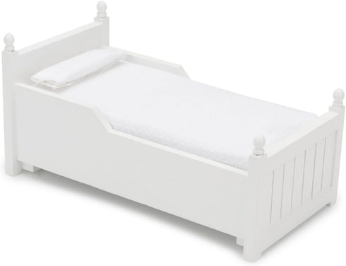 1:12 Dollhouse Miniature Bed with Drawer Wooden Furniture European Bedroom Bedding Furniture Accessories with Pillow