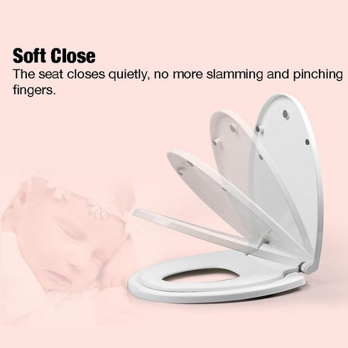 PandaEar Toilet Seat with Build-In Toddler Potty Training Seat, Round Toilet Seat with Splash Guard for Toddler