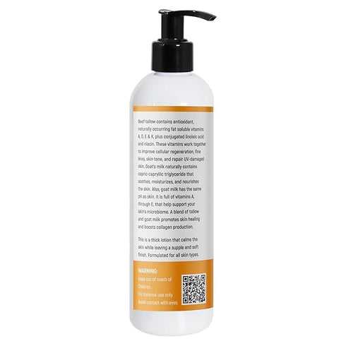 (12oz Tallow & Goat Milk Body Lotion, dry, Sensitive Skin, moisturizier Lotion - tallow for skin cream, Soothes Dry