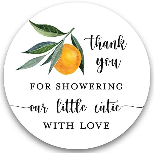 2" Round Orange Clementine Baby Shower Thank You Favor Stickers (40 Labels)