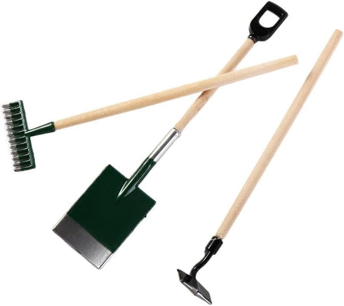 Miniature Dollhouse Garden Tools, 3PCS Mini Doll House Working Accessories, 1:12 Scale Shovel Hoe Pitchfork