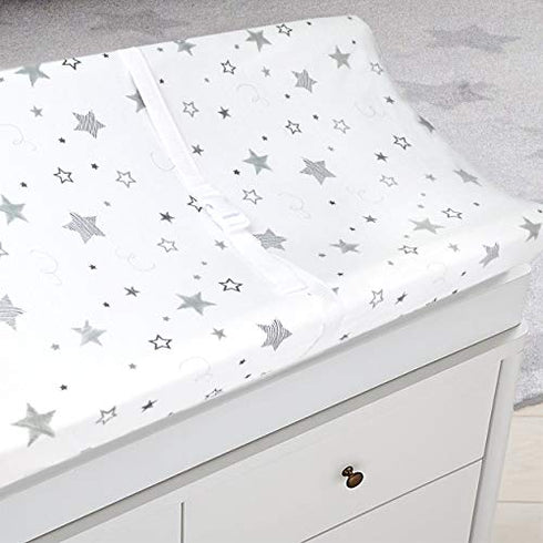 TL Care 100% Cotton Knit Fitted Contoured Changing Table Pad Cover - Compatible with Mika Micky Bassinet, Super Stars